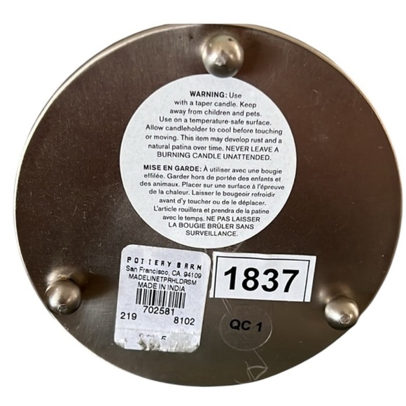 Pottery Barn Madeline Taper Holder Mercury Glass Candle Holder - Picture 2 of 2